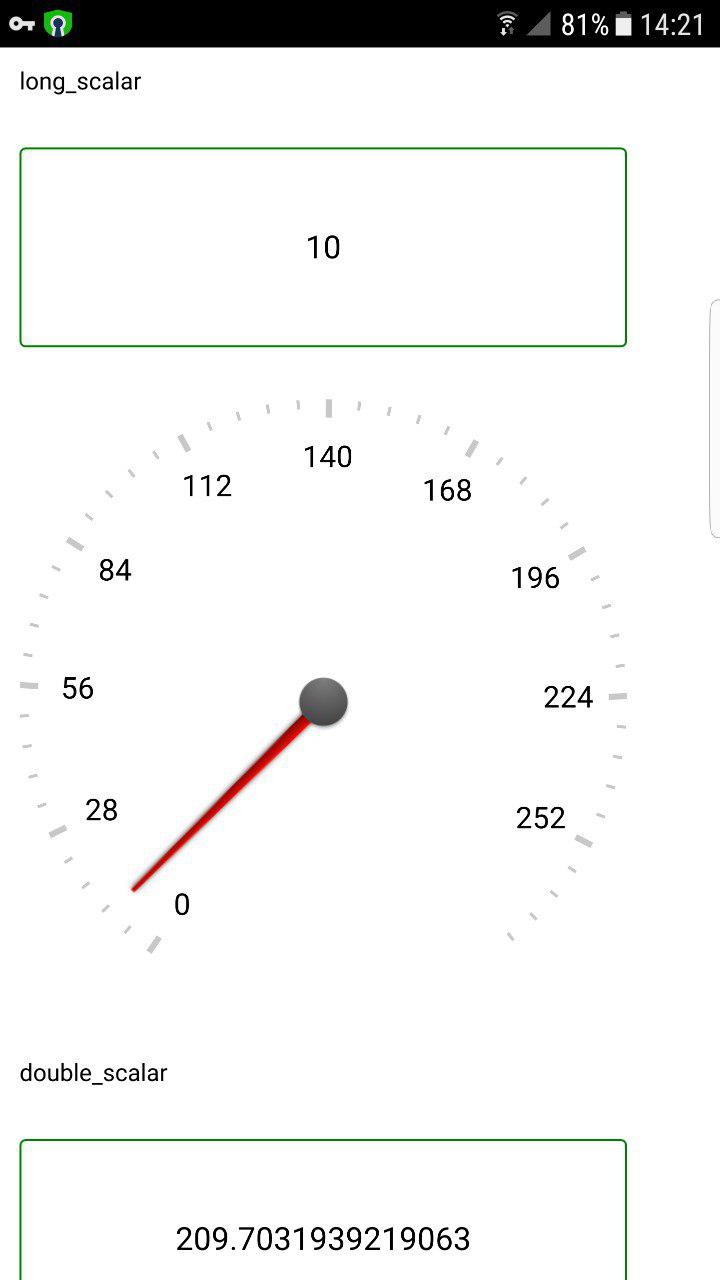 cumbia reads Tango scalar on QML widgets from an Android device